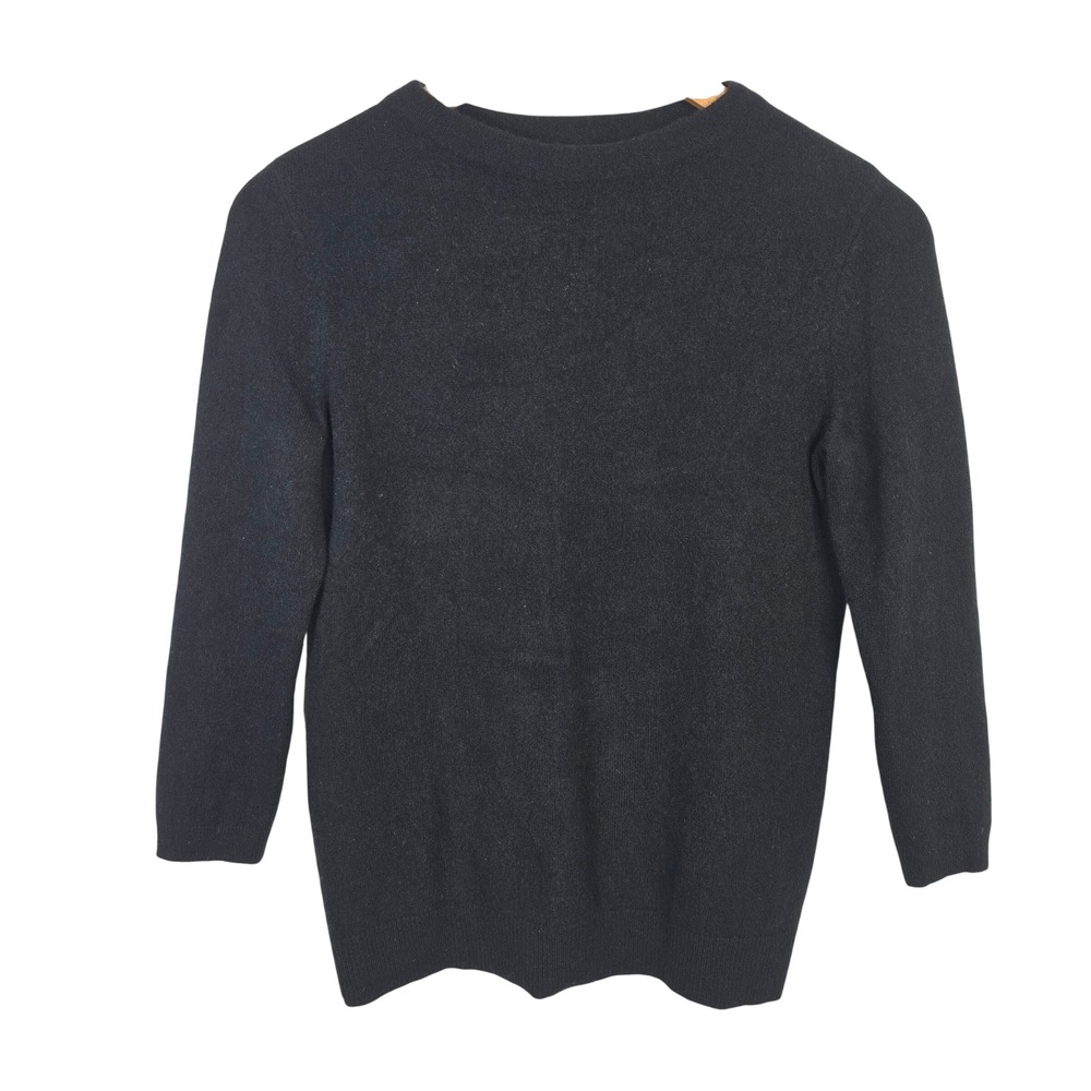 Talbots Pure Cashmere Sweater Womens Small Black Crew Neck Long Sleeve Soft Knit